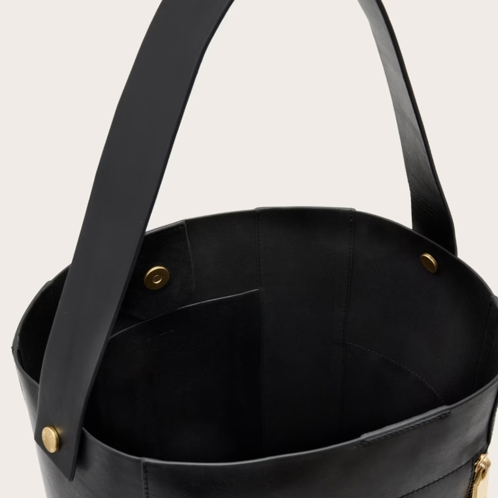 All Saints Black Leather Hobo Bag with Gold Hardware - Picture 5 of 11